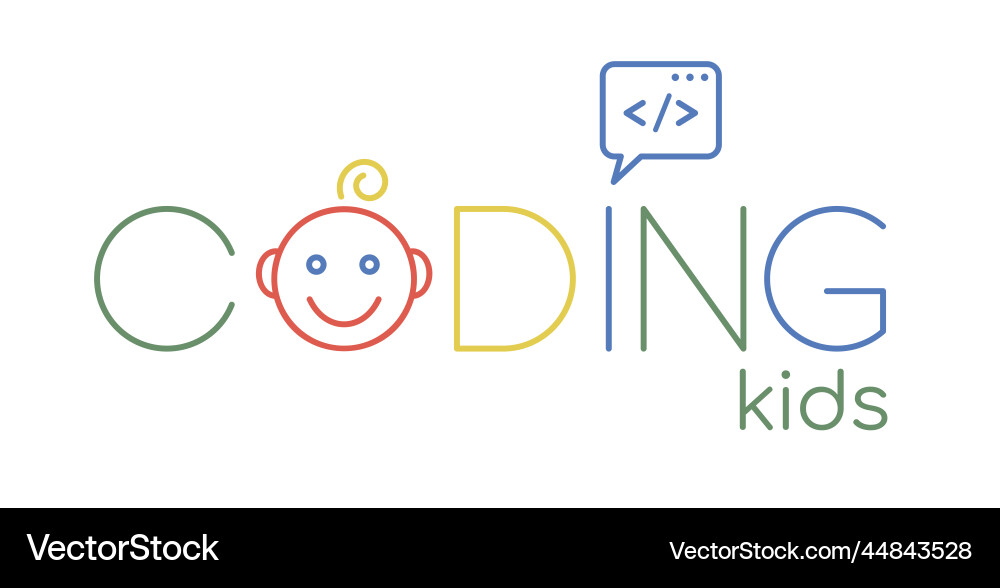 Children coding school branding idea Children coding school branding idea vector image