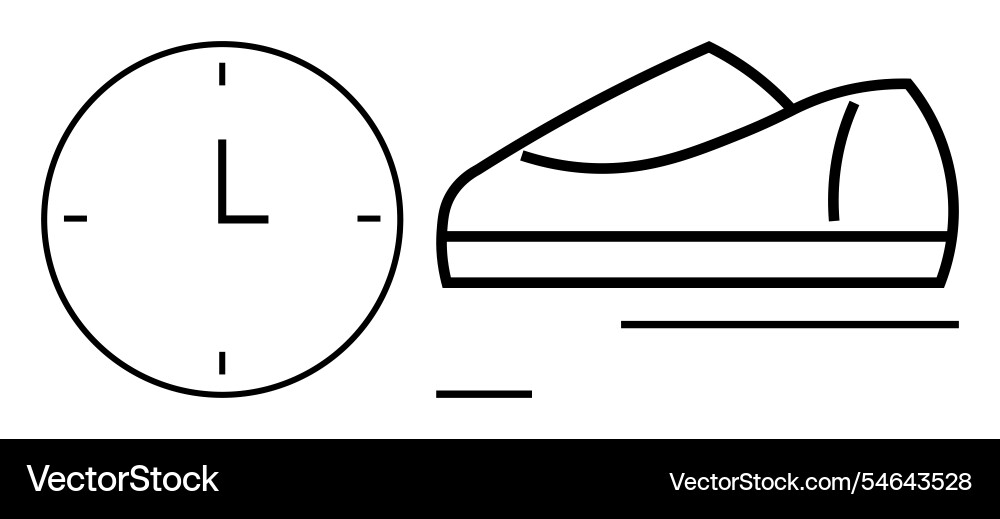 Clock and running shoe representing time Clock and running shoe representing time vector image