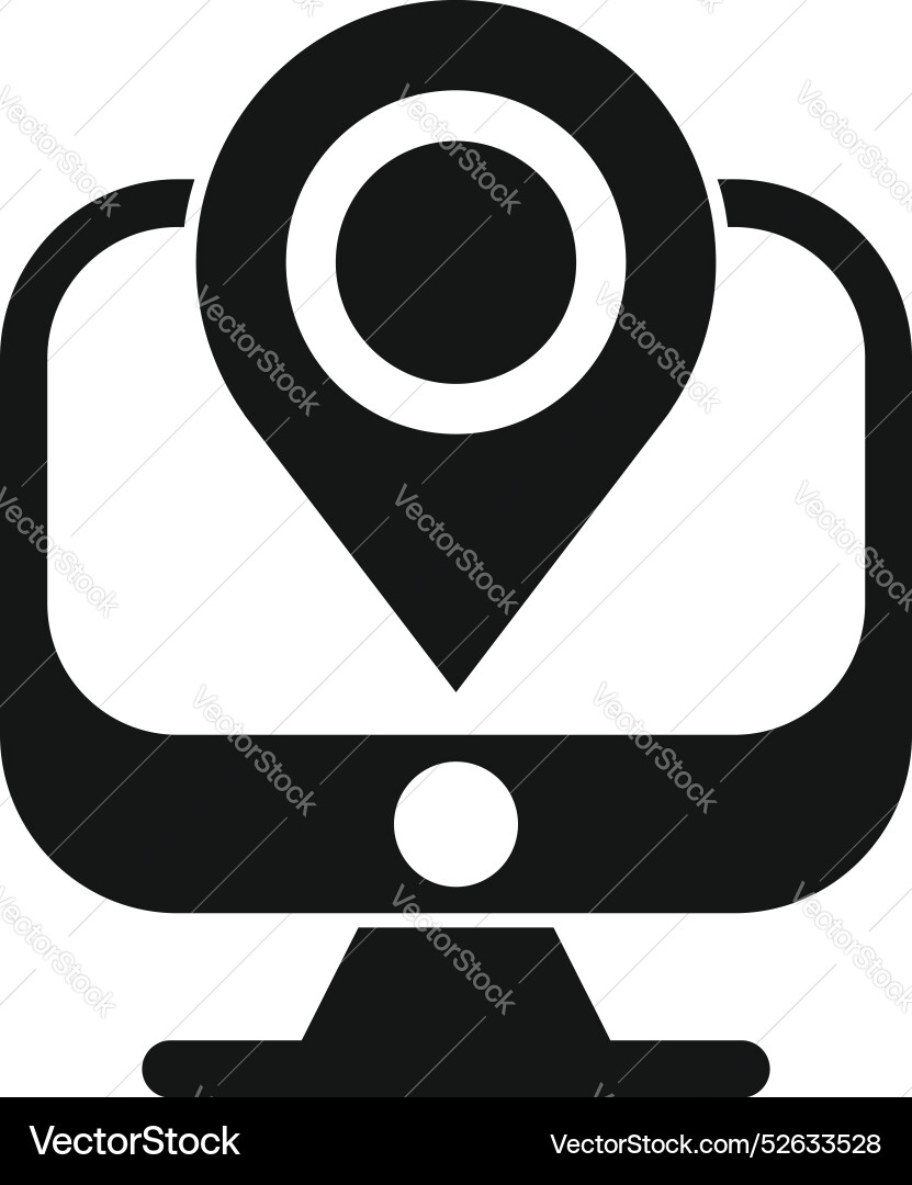 Computer screen showing location pin icon Computer screen showing location pin icon vector image