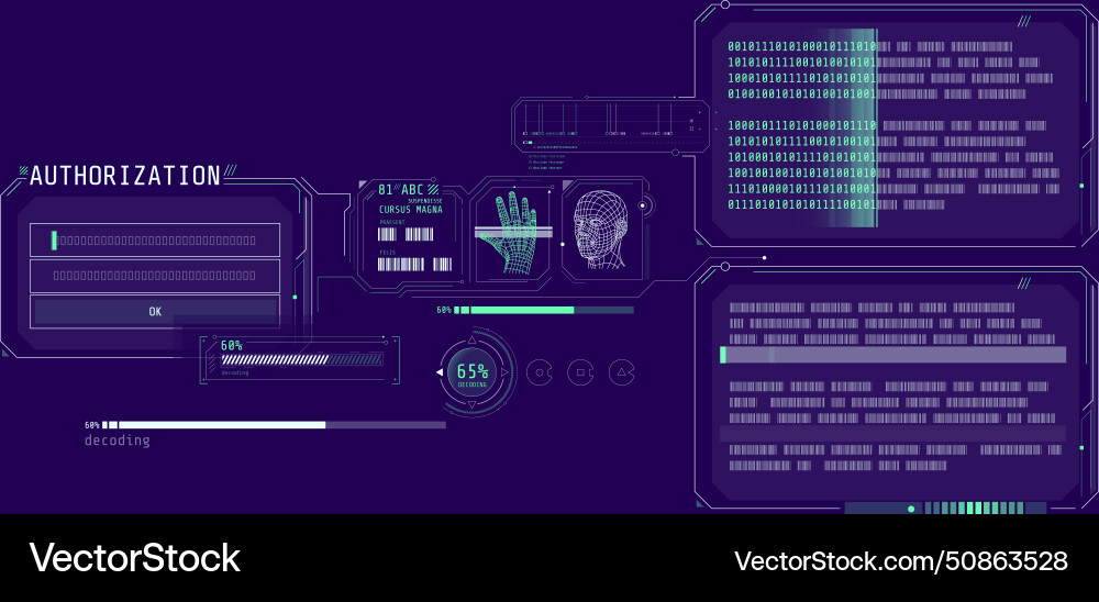 Data decoding program interface with authorization Data decoding program interface with authorization Vector Image