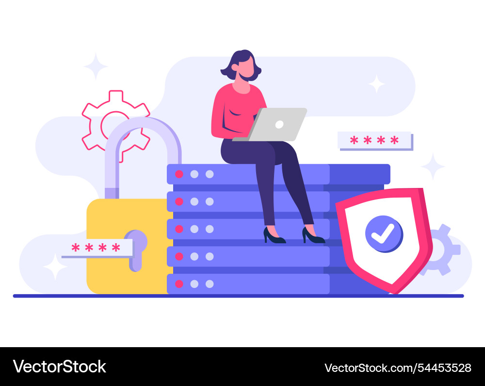 Database protection cyber security data center Database protection cyber security data center vector image