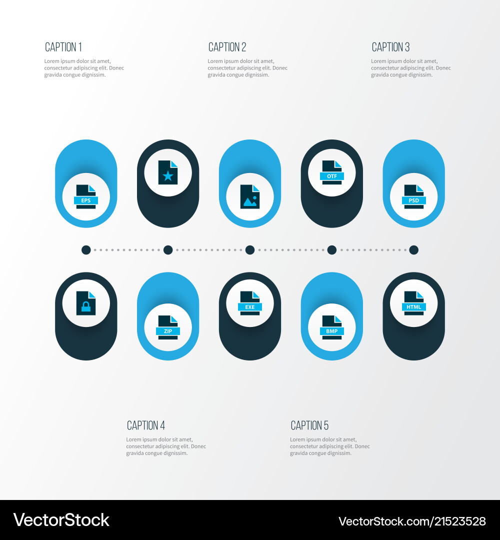 Document icons colored set with locked file Document icons colored set with locked file vector image