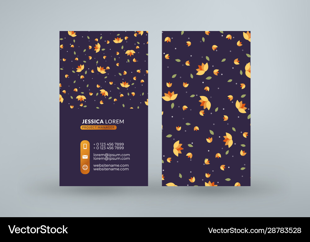 Double-sided vertical business card template Double-sided vertical business card template vector image