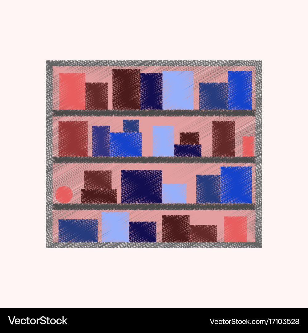 Flat shading style icon bookshelf vector image