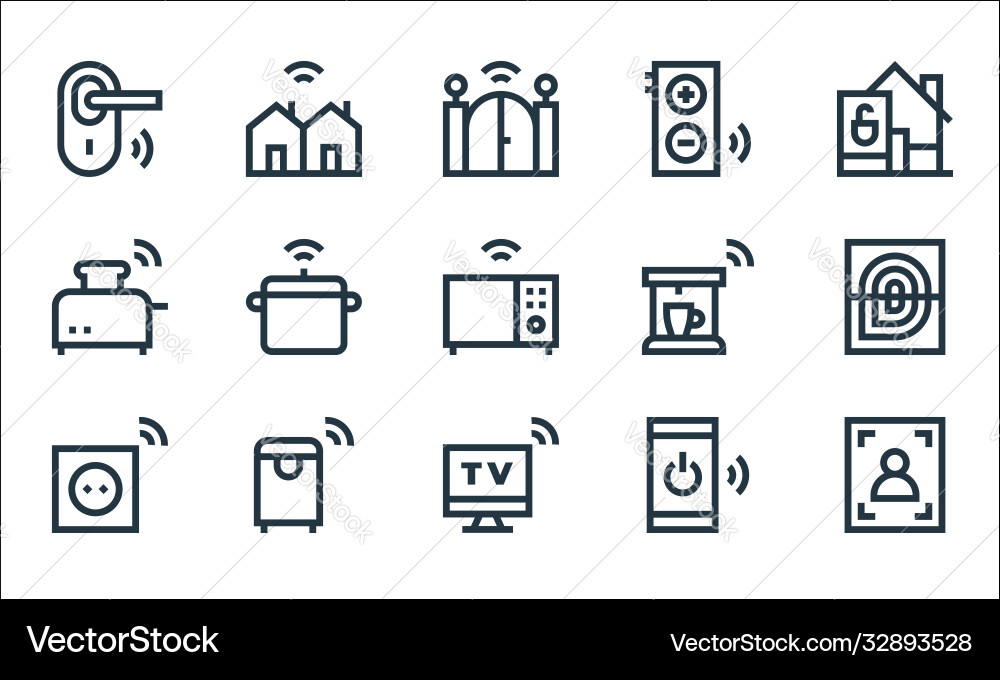 Flat smarthome line icons linear set quality Vector Image