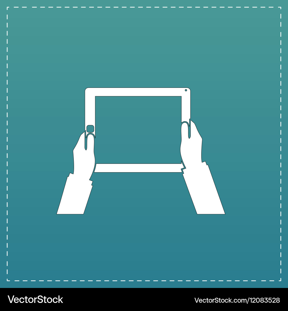 Hands holding tablet computer with blank screen Vector Image