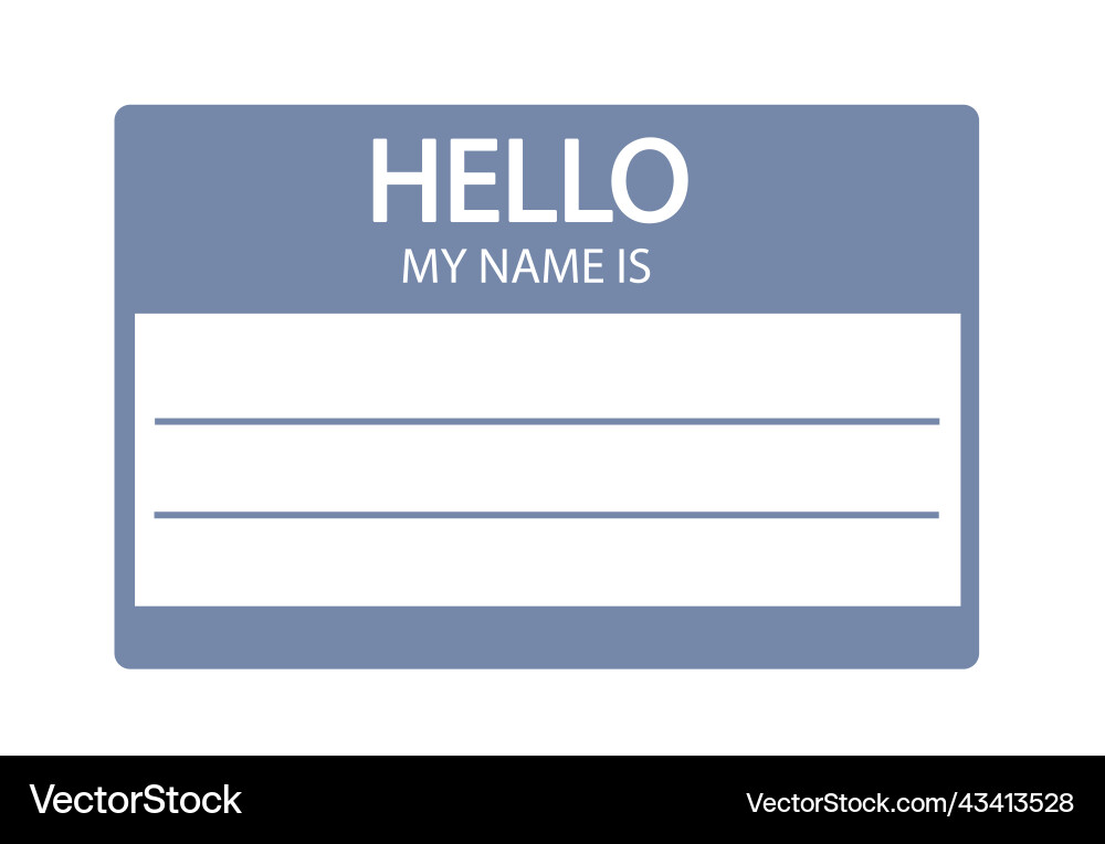 Hello my name is introduction flat label Hello my name is introduction flat label vector image