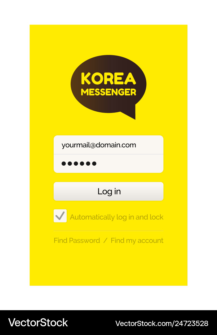 Messenger start page with login form and password Messenger start page with login form and password vector image