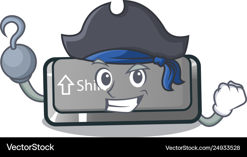 Pirate button shift isolated with character Pirate button shift isolated with character Vector Image