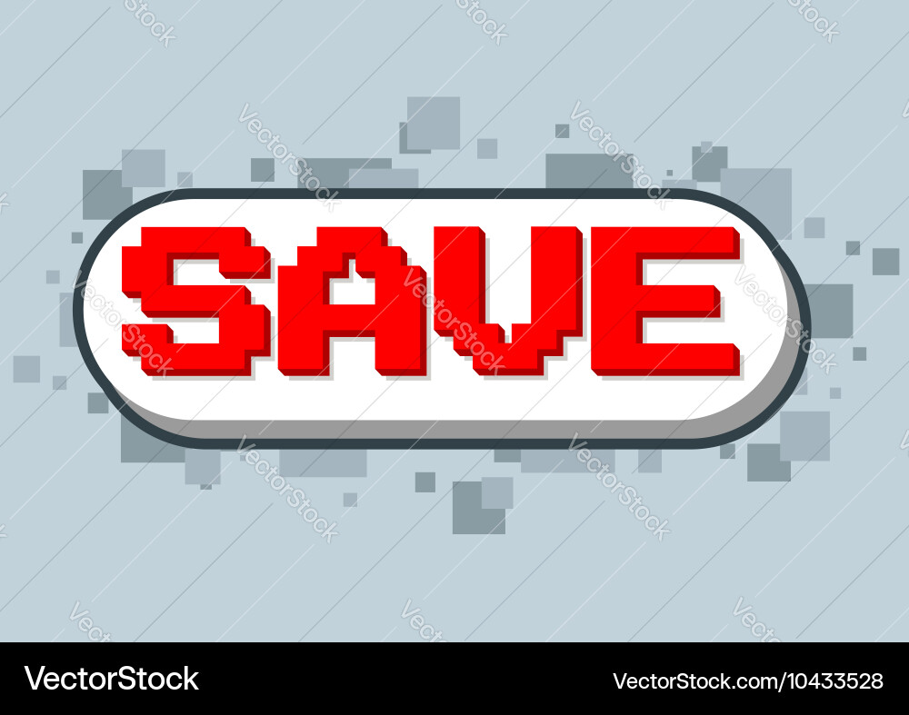 Pixel computer game save text screen Vector Image