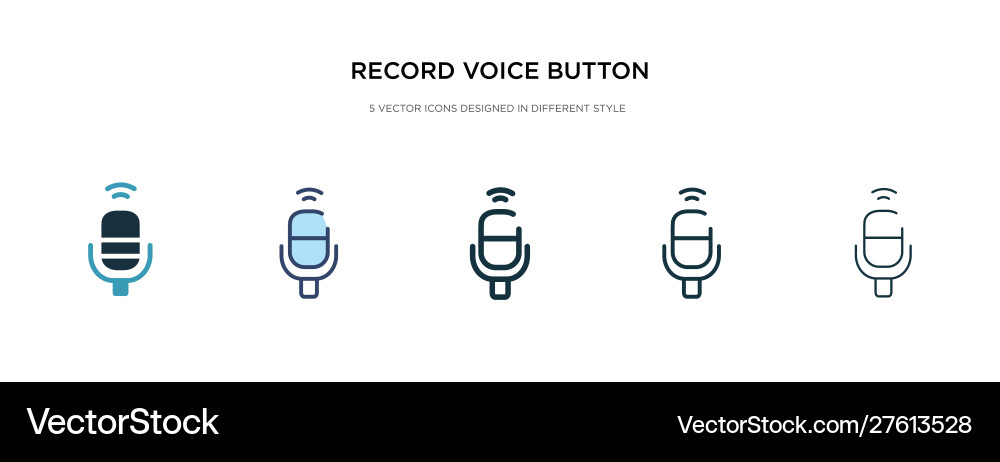 Record voice button icon in different style two Record voice button icon in different style two vector image