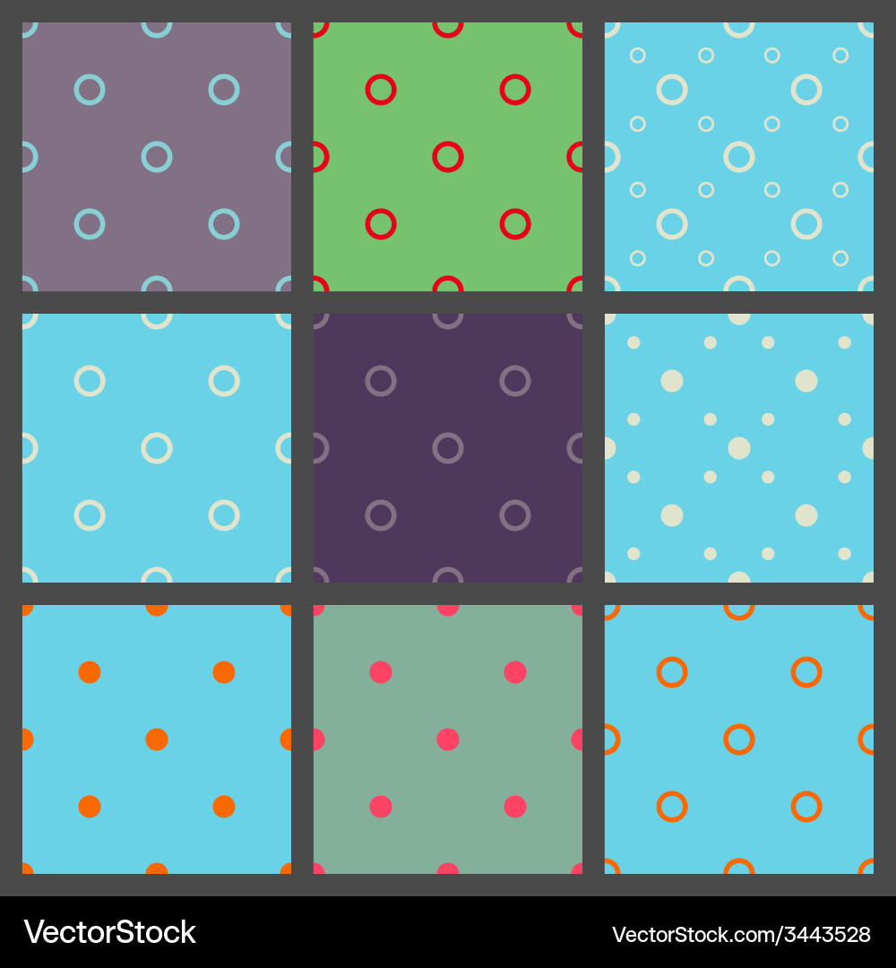 Set of seamless patterns in point with polka dots Vector Image