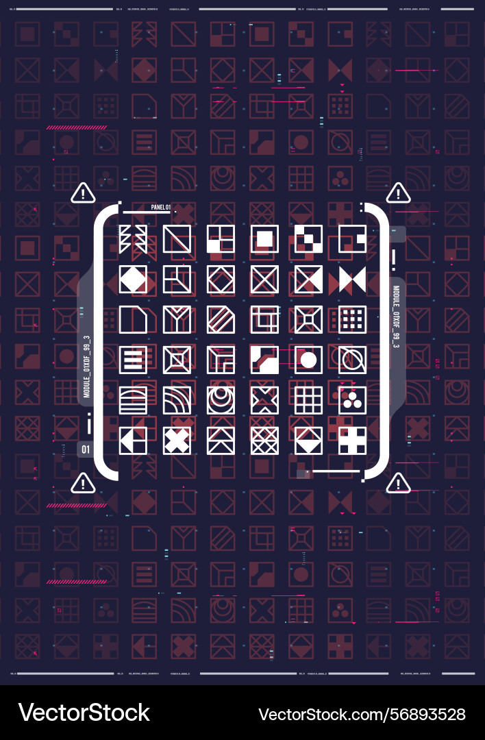 Tech abstract poster template with hud elements Vector Image