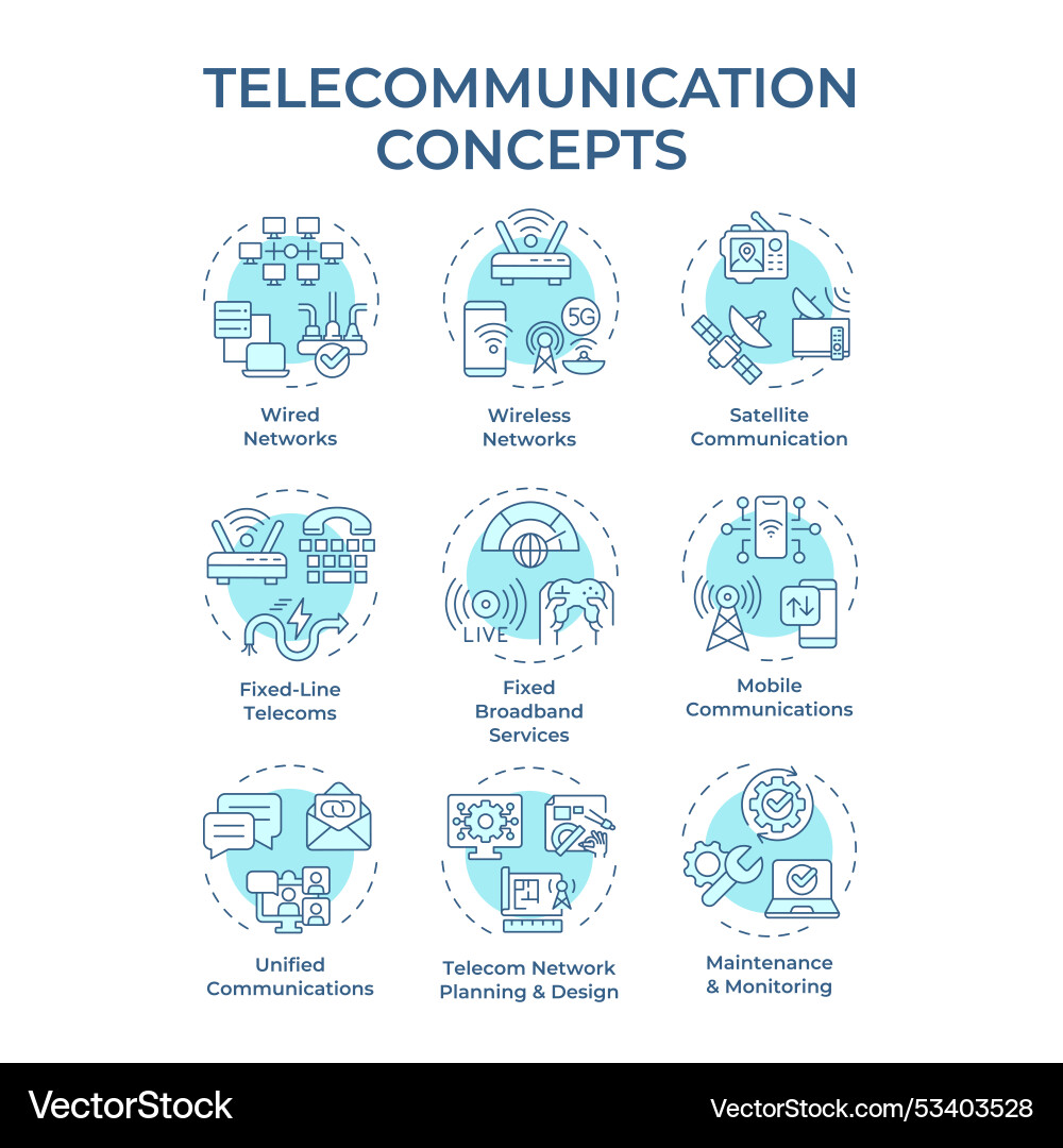 Telecommunication soft blue concept icons Telecommunication soft blue concept icons vector image