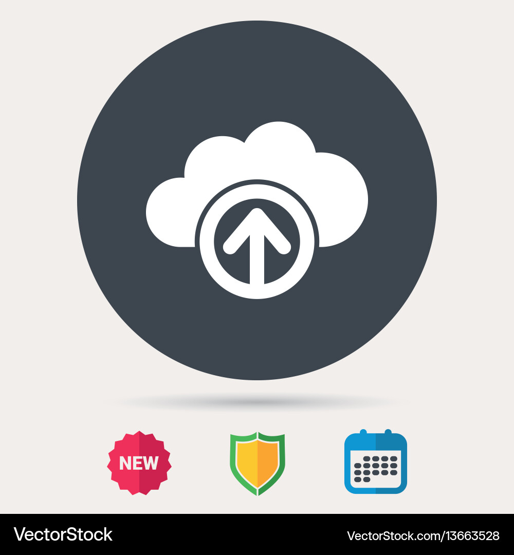 Upload from cloud icon data storage sign vector image