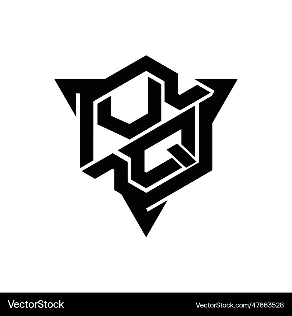 Vq logo monogram hexagon shape with triangle vector image