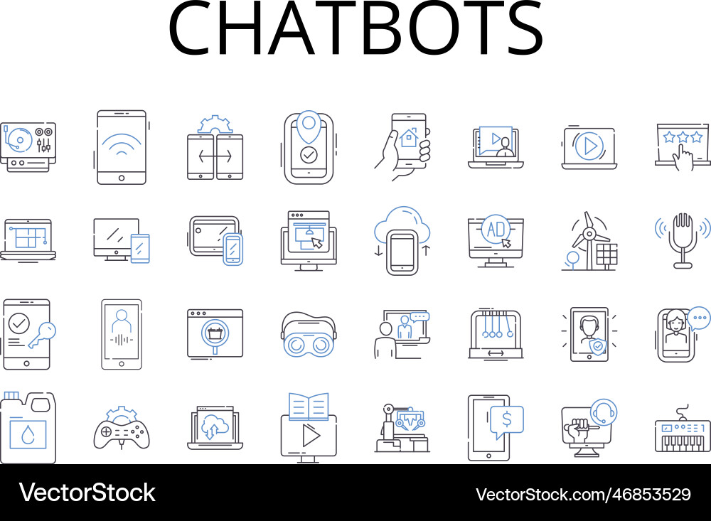 Chatbots line icons collection artificial Vector Image