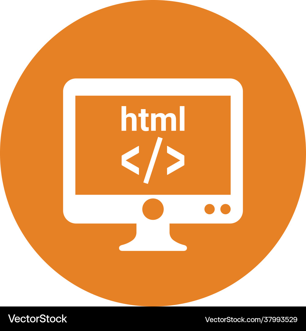 Coding programming html icon rounded orange color vector image