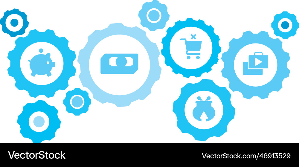 Connected gears and icons for logistic service Connected gears and icons for logistic service vector image