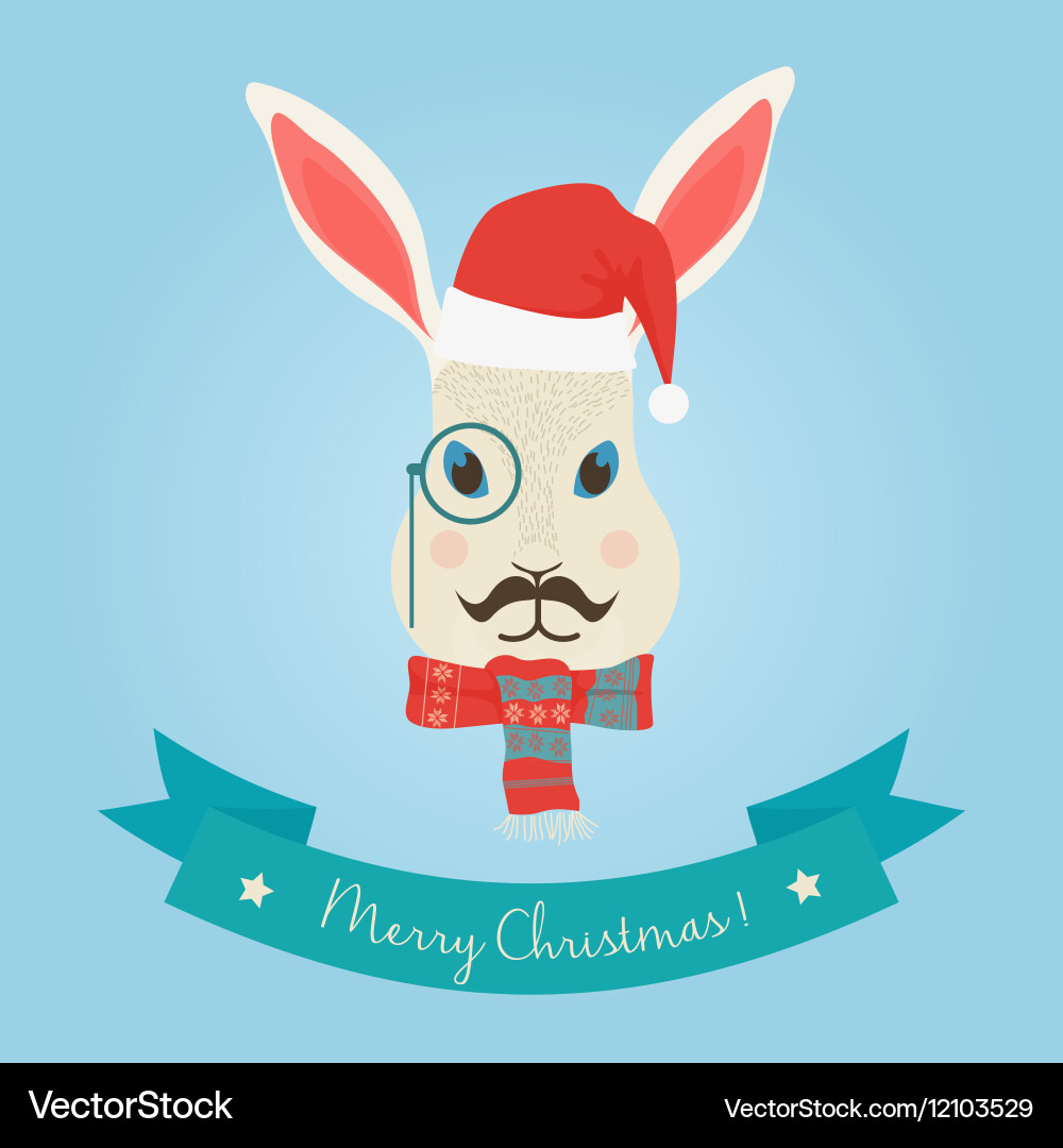Cute Christmas Hare Rabbit Logo Vector Image