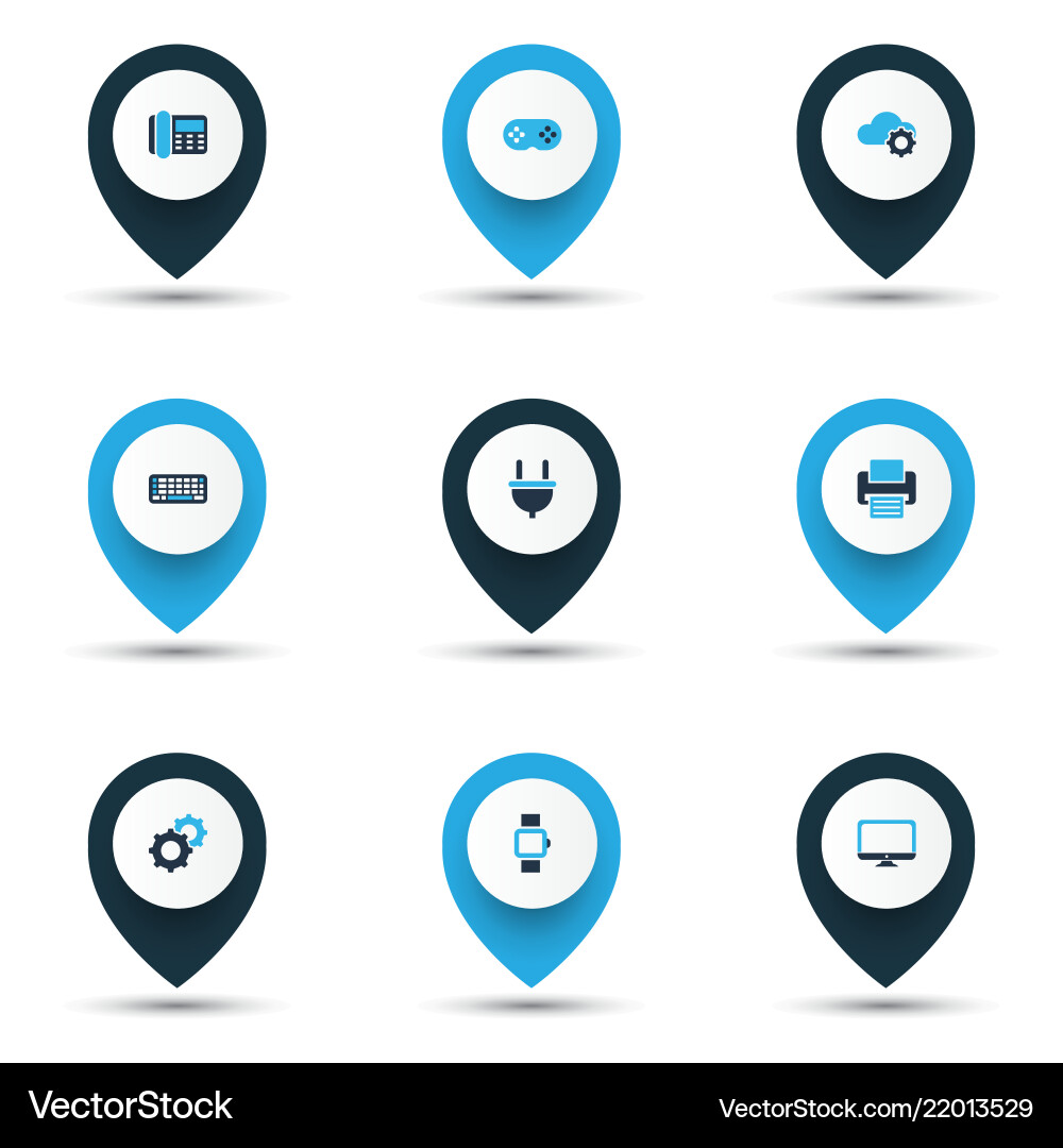 Electronics icons colored set with printer Electronics icons colored set with printer Vector Image