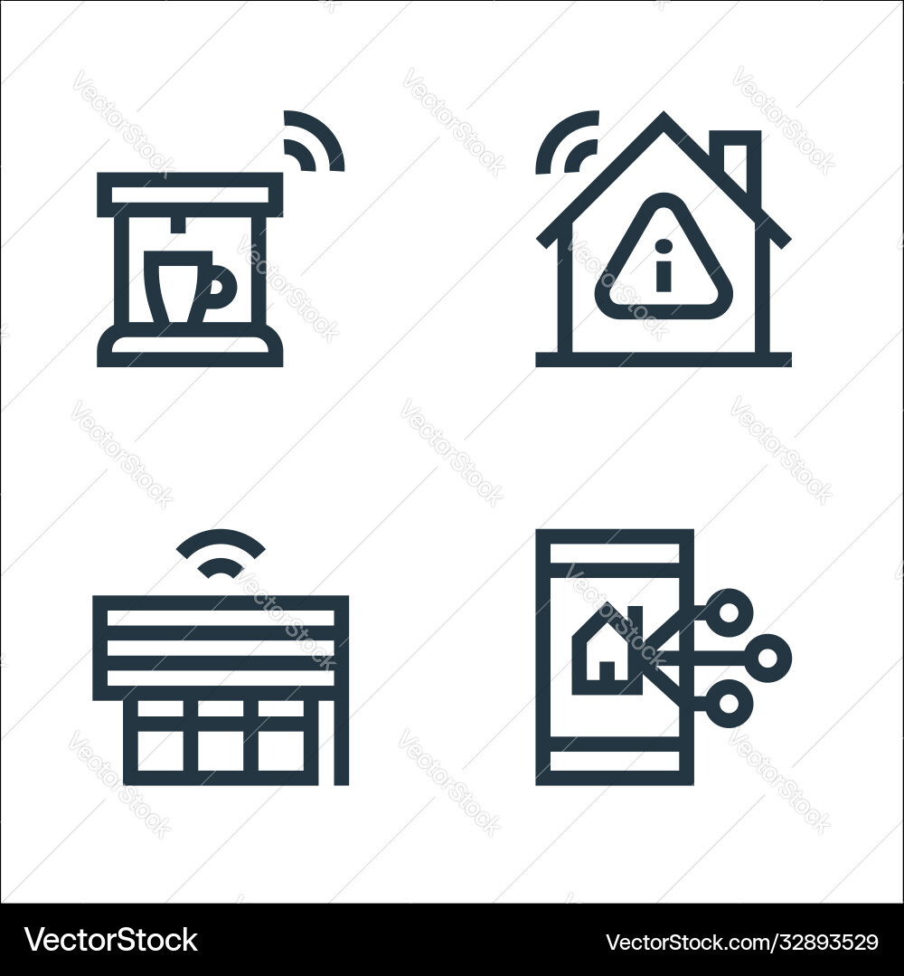 Flat smarthome line icons linear set quality Vector Image