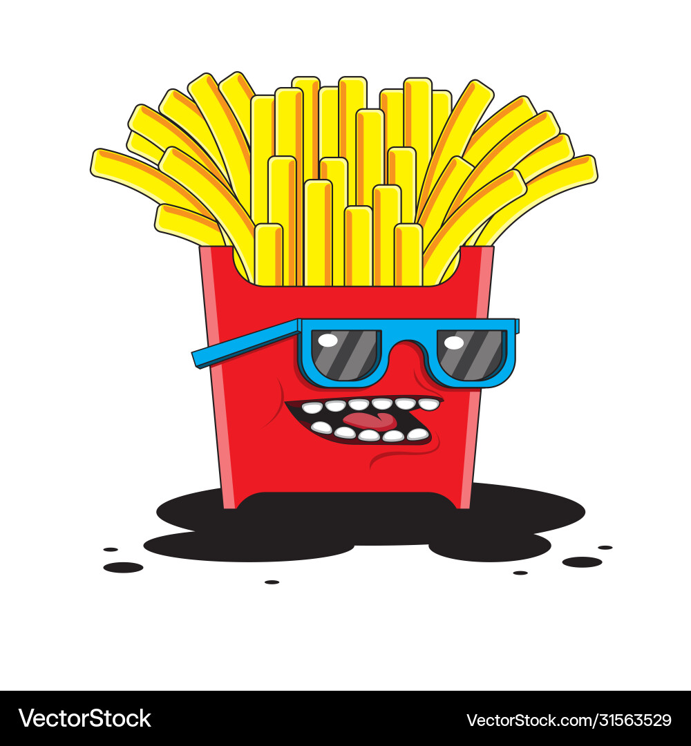 Fried potafrench fries character with glasses Fried potafrench fries character with glasses vector image