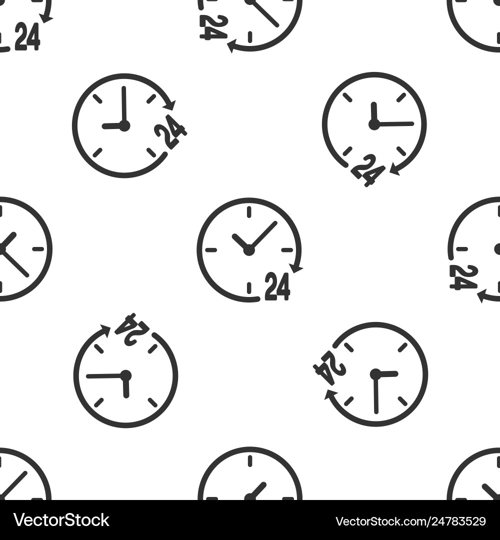 Grey clock 24 hours icon isolated seamless pattern Grey clock 24 hours icon isolated seamless pattern Vector Image