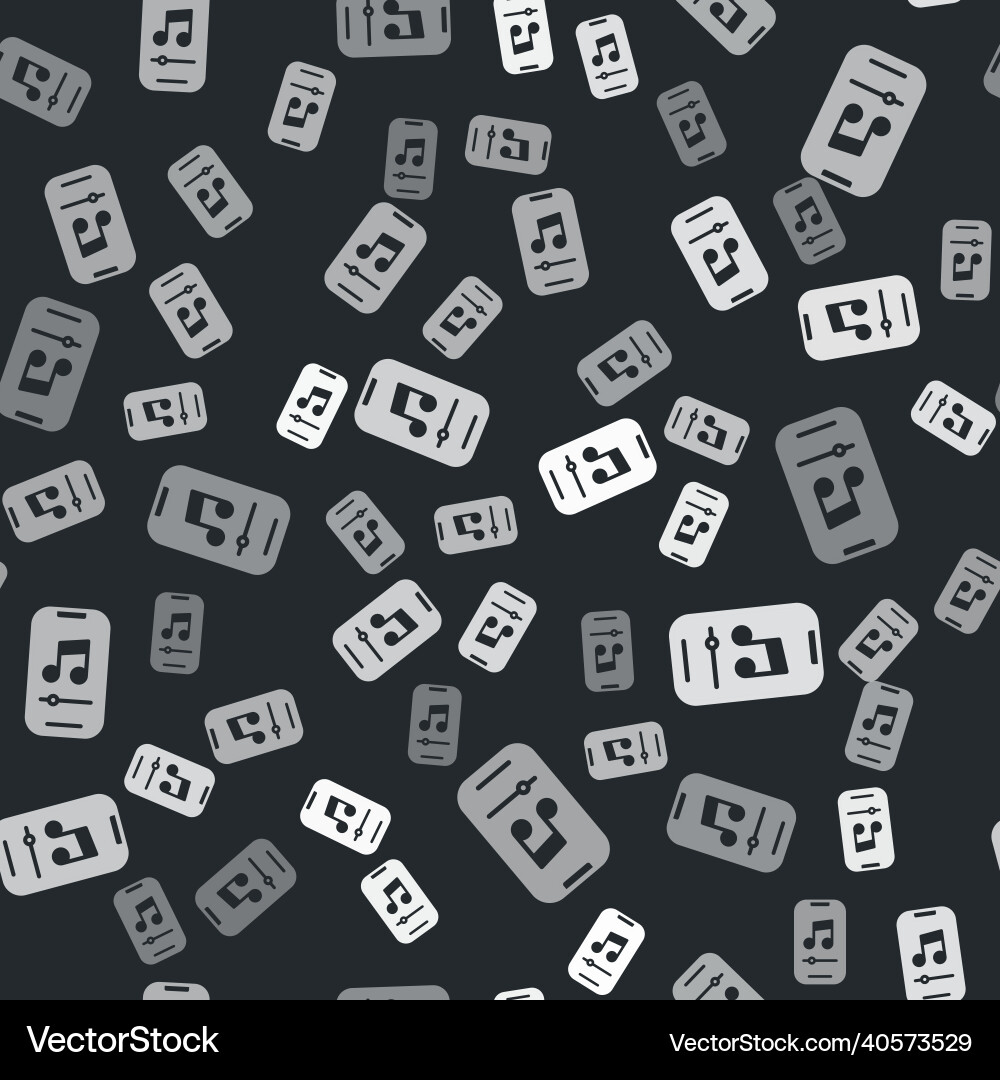 Grey music player icon isolated seamless pattern Grey music player icon isolated seamless pattern vector image