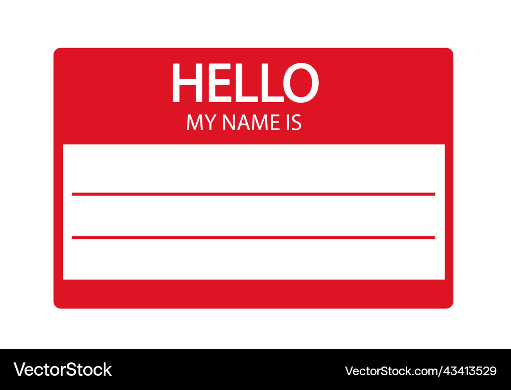 Hello my name is introduction flat label Hello my name is introduction flat label vector image