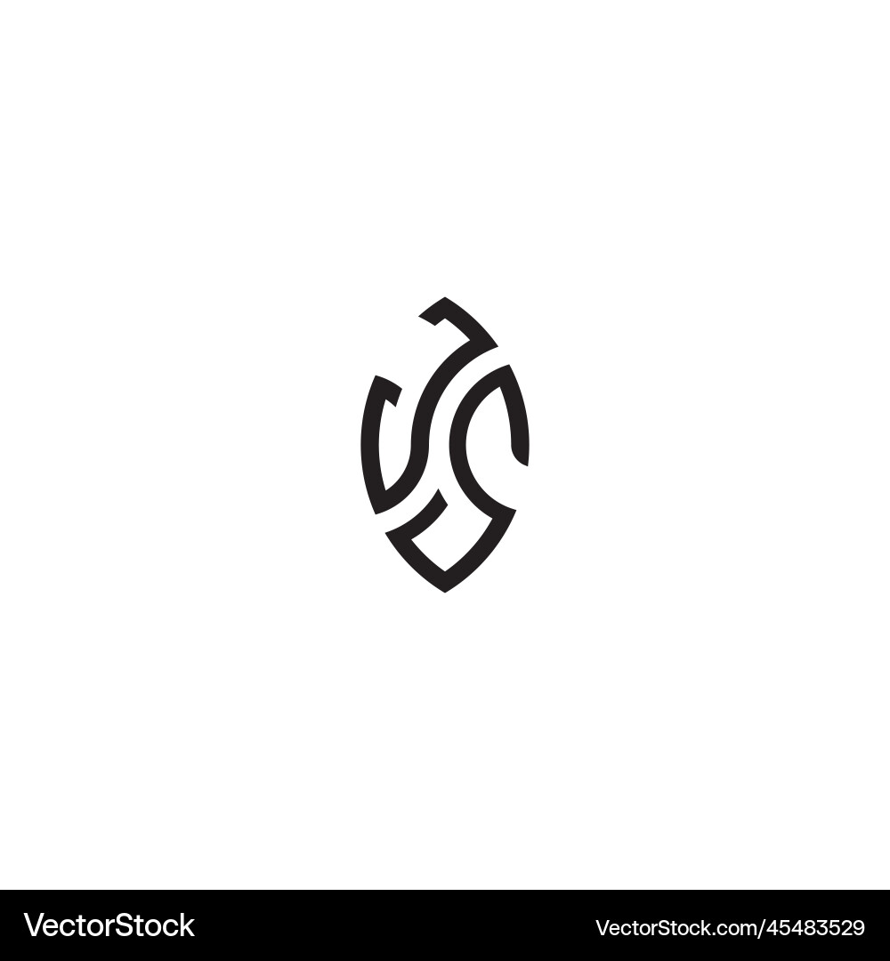 Js leaf shape line initial concept with high Js leaf shape line initial concept with high vector image