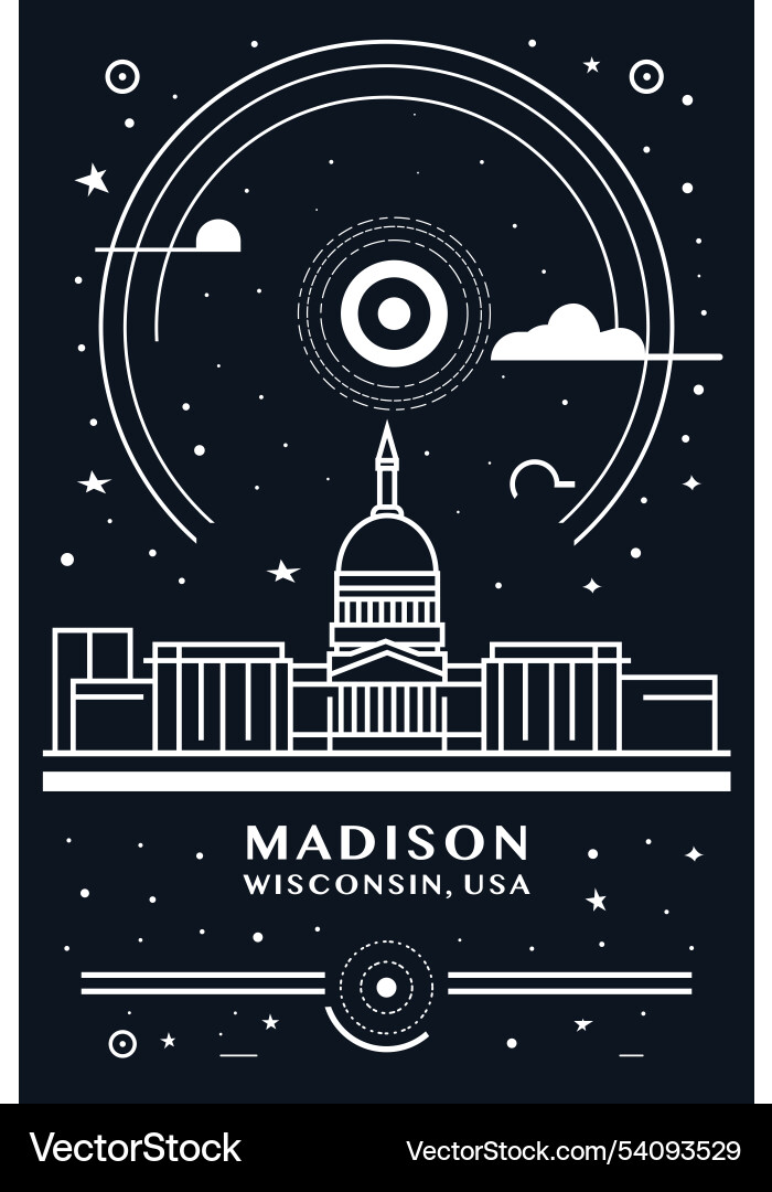 Madison wisconsin usa city creative poster Madison wisconsin usa city creative poster vector image