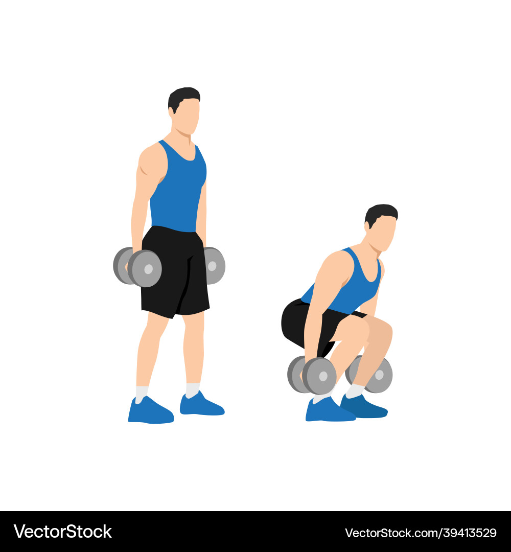 Man Performing Dumbbell Squats vector image