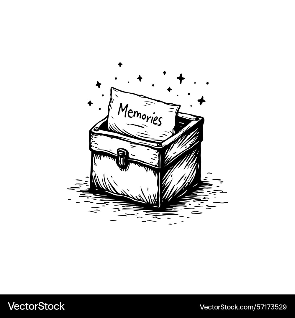 Nostalgic memory box with a handwritten note Vector Image