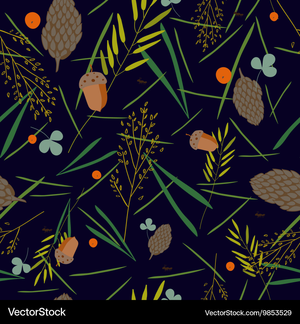 Pattern with the image of forest cones fir Vector Image
