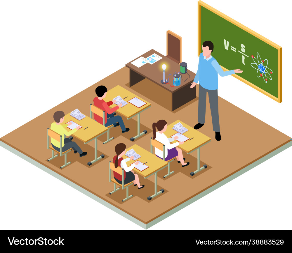 Student study isometric classroom school lesson Student study isometric classroom school lesson vector image