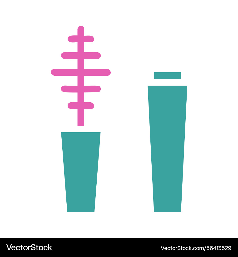 Stylized mascara applicator and container Vector Image