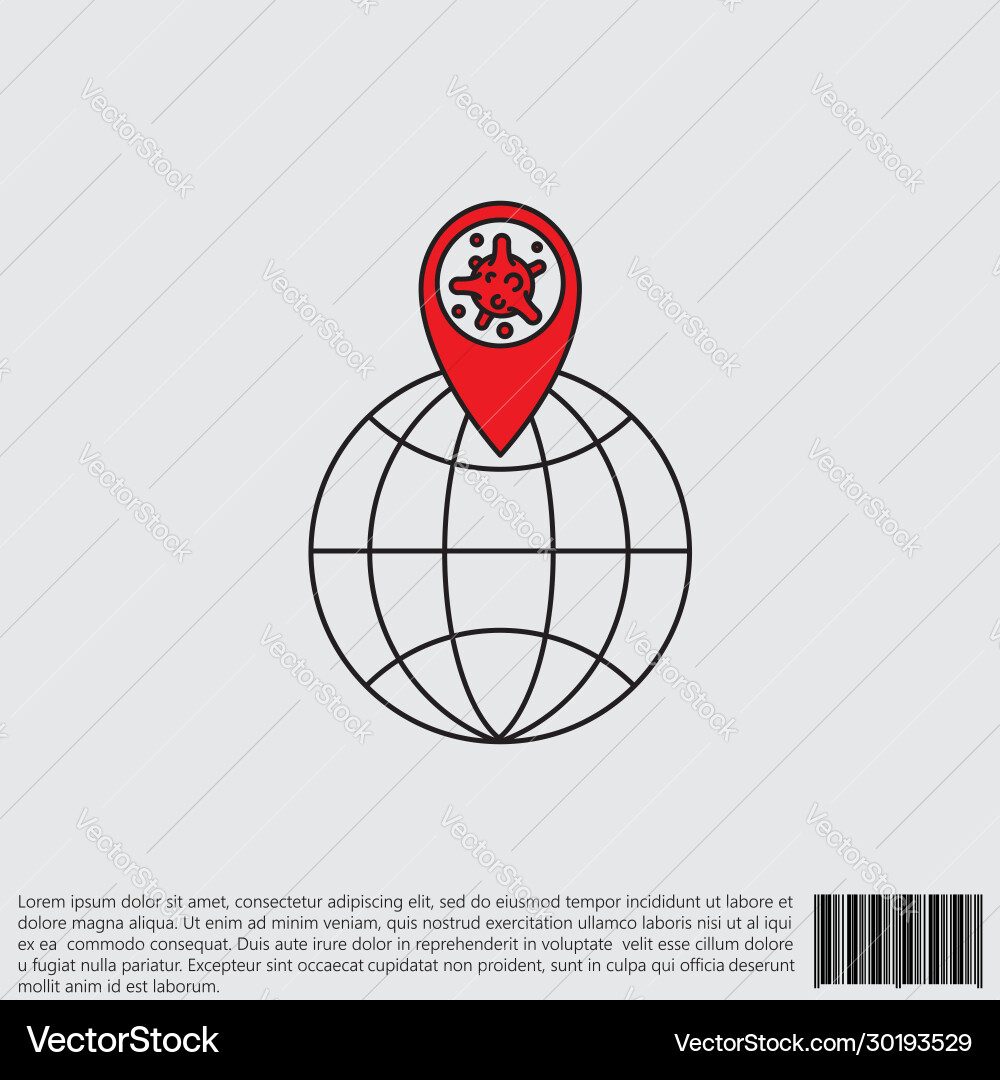 Virus bacteria map pointer and globe line Virus bacteria map pointer and globe line vector image