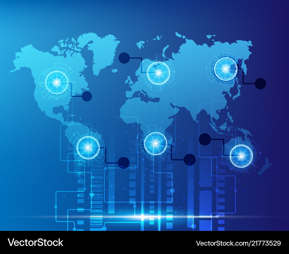 Weltkarte Cyber digitale Bigdata Online-System Weltkarte Cyber digitale Bigdata Online-System vektorbild