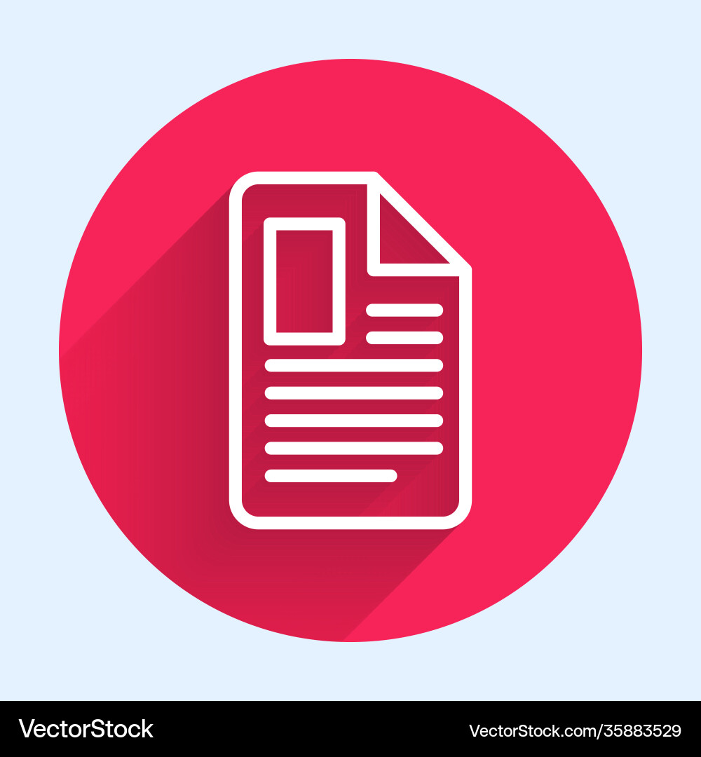 White line file document icon isolated with long White line file document icon isolated with long vector image