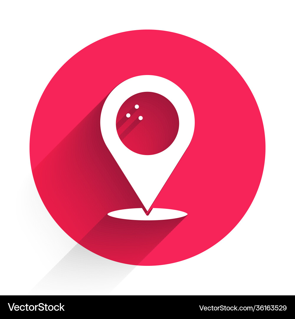 White map pointer with bowling ball icon isolated White map pointer with bowling ball icon isolated vector image