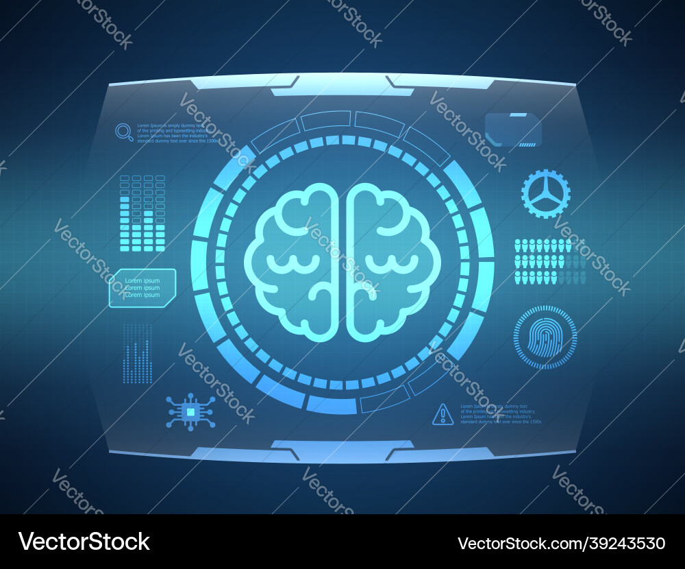 Abstract brain futuristic hud display interface Abstract brain futuristic hud display interface vector image