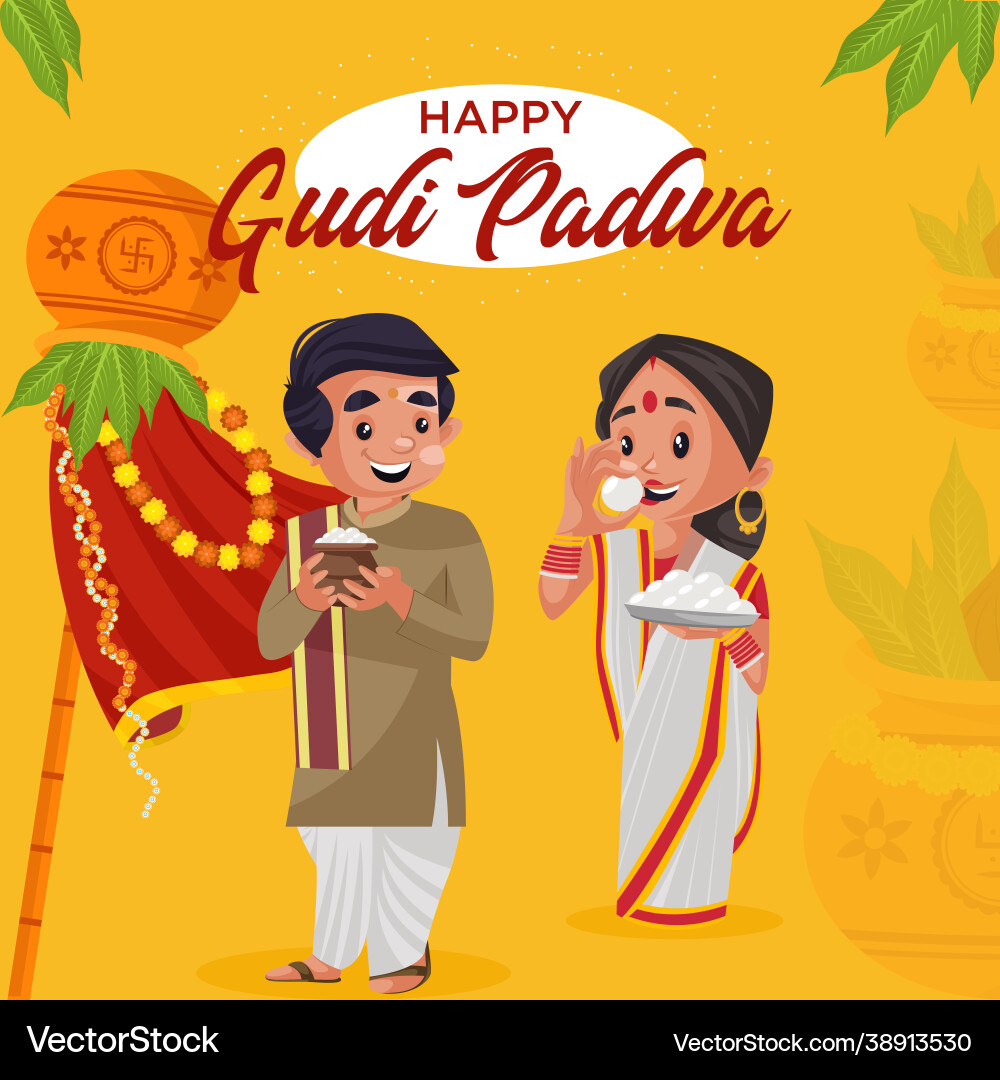 Banner design happy gudi padwa Banner design happy gudi padwa vector image