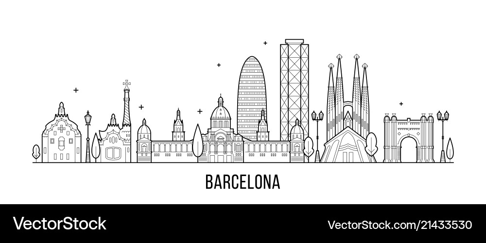 Barcelona Skyline - Spain vector image