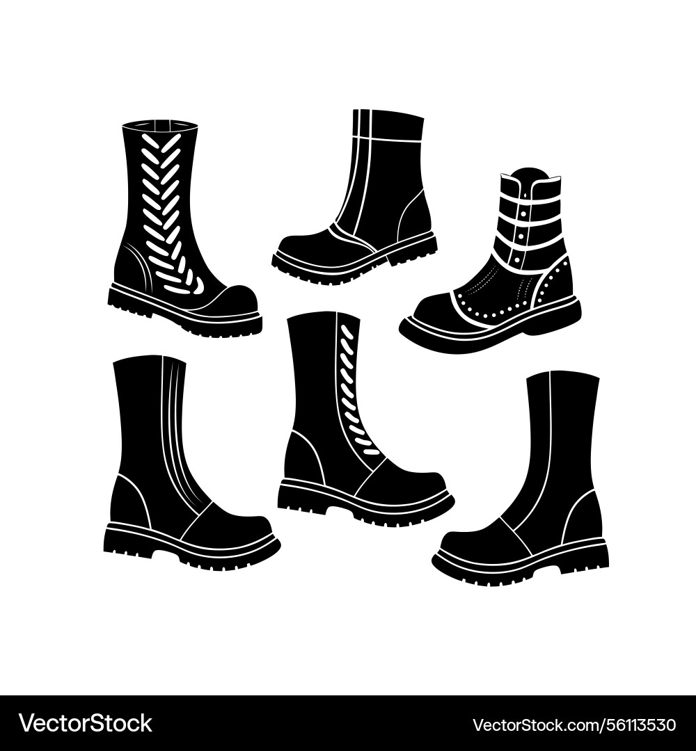 Boot designs each with unique stitching 4 Vector Image