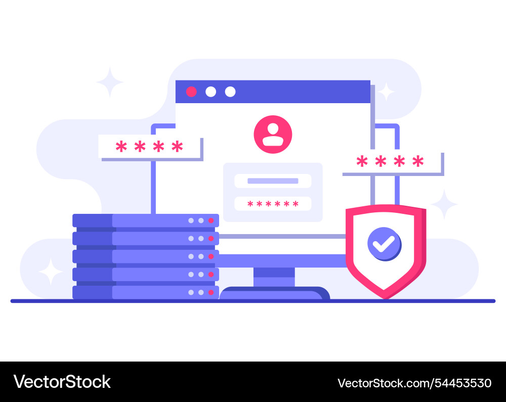 Database protection cyber security data center Database protection cyber security data center vector image