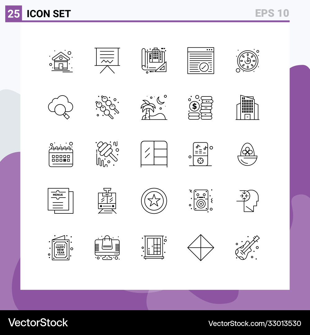 Group 25 modern lines set for webpage internet Vector Image