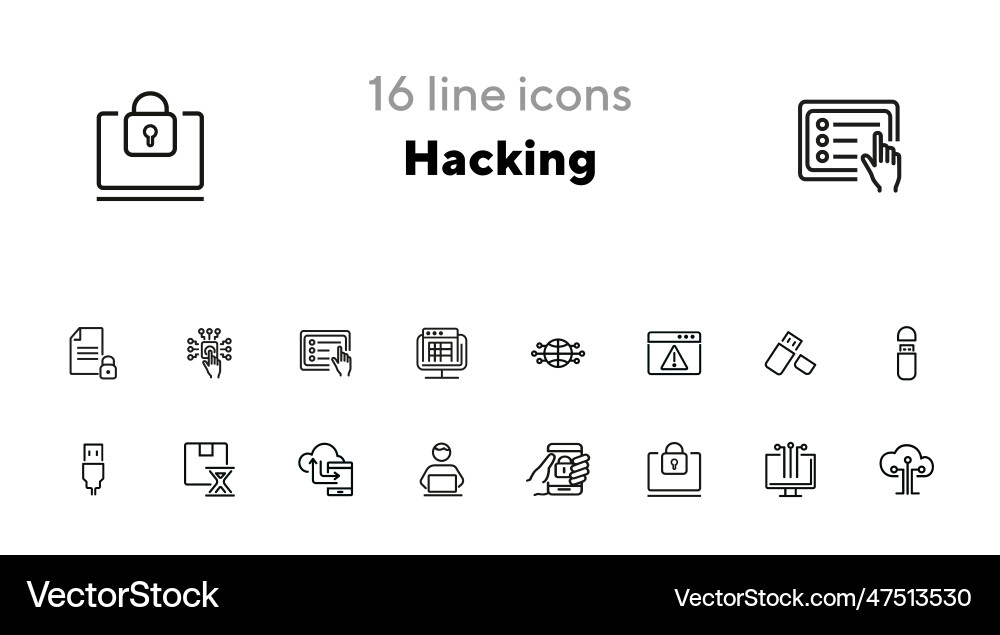 Hacking line icon set Hacking line icon set vector image