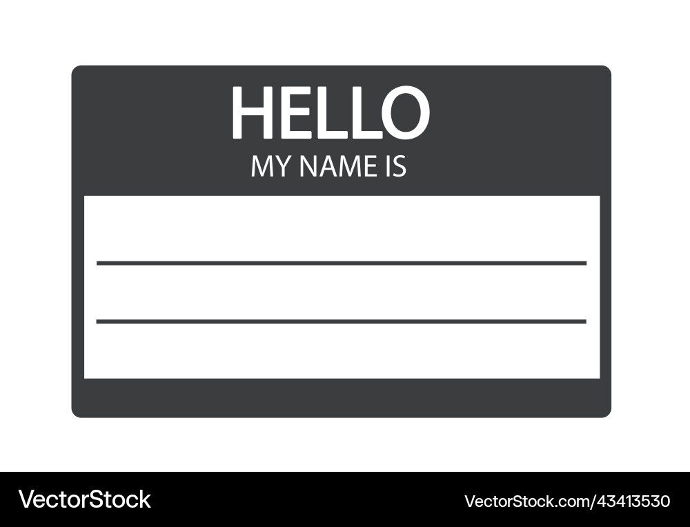 Hello my name is introduction flat label Hello my name is introduction flat label vector image