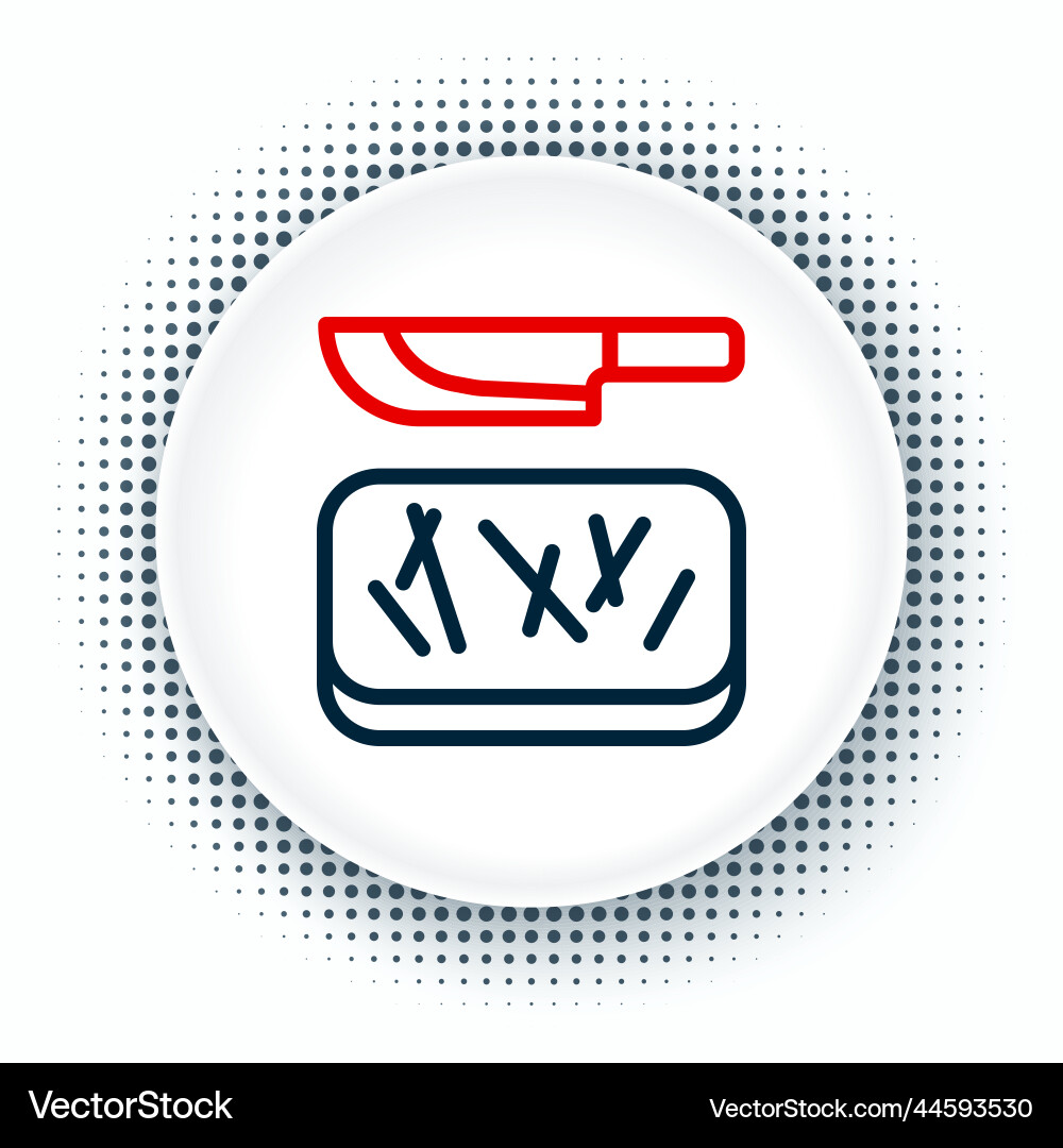 Line cutting board and knife icon isolated Line cutting board and knife icon isolated vector image